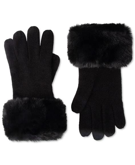 michael kors fur trimmed gloves|Michael Michael Kors Faux Fur Trim Knit Gloves .